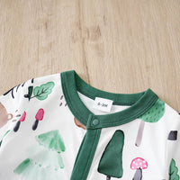 Baby Autumn Clothes Cartoon Animal Elements Baby Boy Long Sleeved Jumpsuit Casual Baby Single Breasted Clothes Good Vibrations