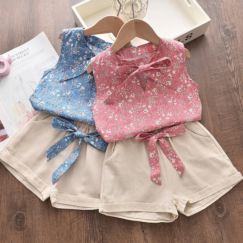 New Summer Baby Girls Clothes Children Sleeveless Vest Shorts 2Pcs/Sets Toddler Clothing Infant Fashion Costume Kids Tracksuits Good Vibrations