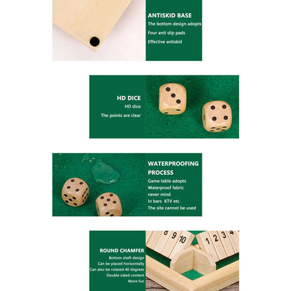Shut The Box Dice Board Game 2-4 Players Wooden Table Game Amusing Game with 1-10 Numbers Travel Games Good Vibrations