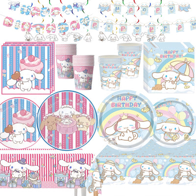Cinnamorolls Birthday Party Decoration Tableware Set Balloons Cup Plate Banner for Kids Party Favors Baby Shower Supplies