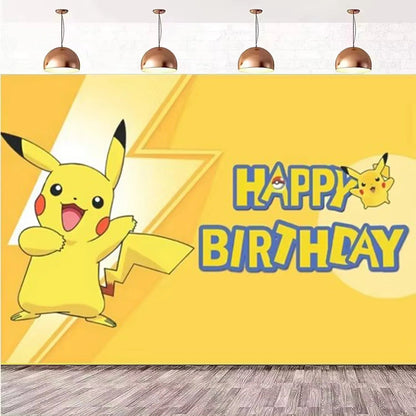 Pokemon Birthday Party Supplies Pikachu Decoration Banner Balloons Tableware Set Plates Napkins Baby Shower Children's Toy Gifts Good Vibrations