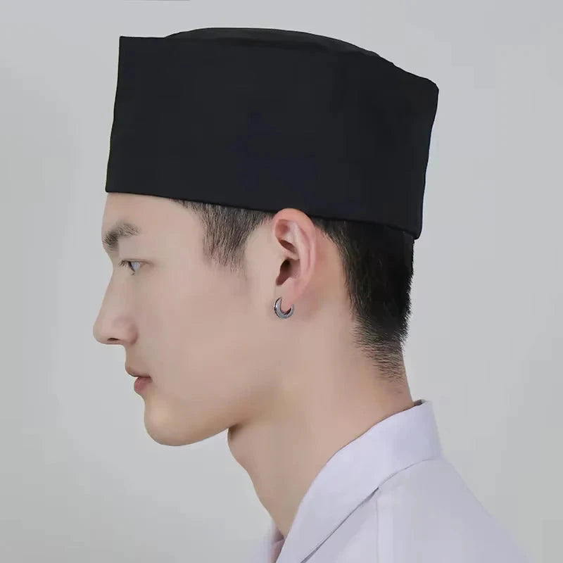 Chef Hats for Men Women Chef Beanie Cook Caps for Japanese Korean Style Cuisine Hats Thick Thin Net Flat Cap for Sushi Waiter Good Vibrations