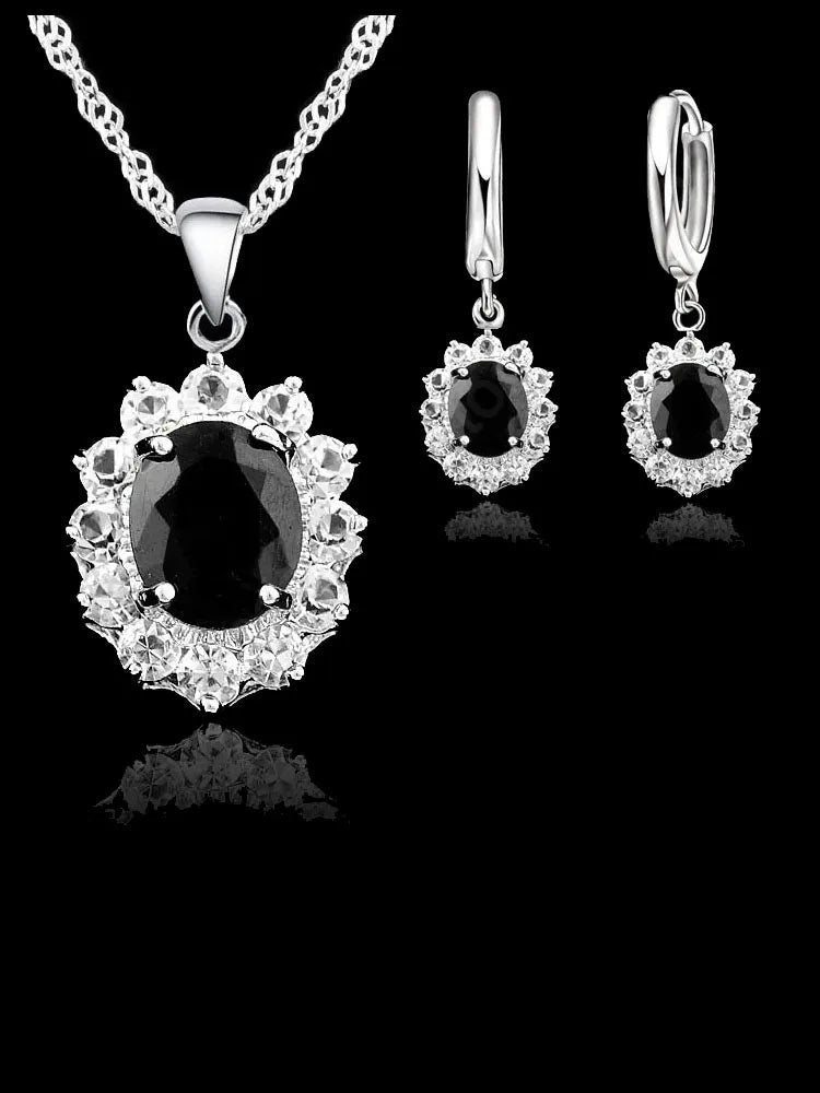 Elegant Princess Wedding Engagement Necklace Earrings  Jewelry Sets 925 Sterling Silver Color Cubic Zirconia Crystal Gifts Good Vibrations Adult Super Store