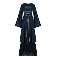 Halloween Cosplay Party Comfortable Dress Elegant Dress Long-Sleeved Round-Neck Belted Irregular Dress Retro Design Clothing Good Vibrations