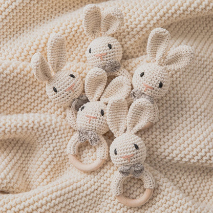 Baby Crochet Rattle Wooden Teether Toy BPA Free Wood Rodent Rabbit Rattle Baby Mobile Play Gym Newborn Educational Music Toys Good Vibrations