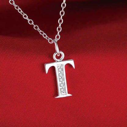 26 Letters 925 Sterling Silver Necklace Pendant Zircon For Women Exquisite Student Girlfriend Jewelry Accessories Wedding Gift Good Vibrations