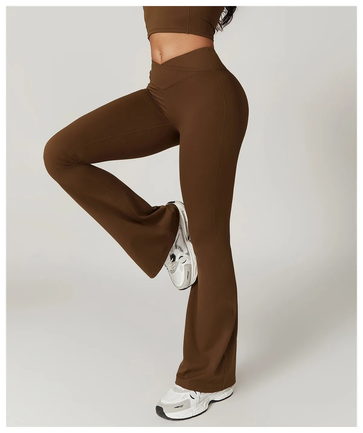 High Waist Crossover Flare Yoga Leggings for Women V Cross Tummy Control Wide Leg Bell Bottoms Fitness Pants Gym Leggings Good Vibrations