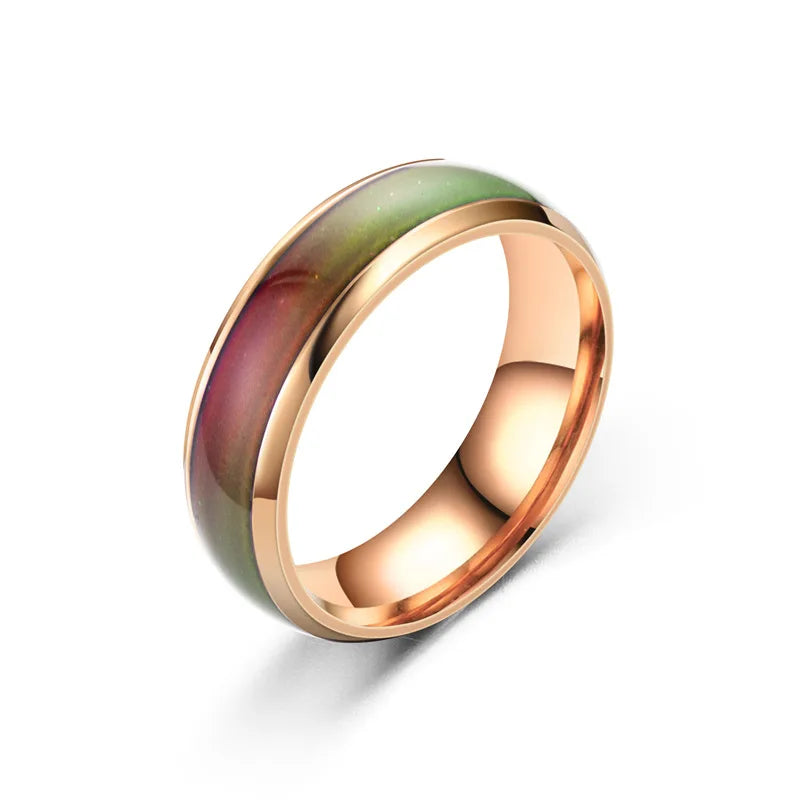 5 Colors Stainless Steel Changing Color Rings Mood Emotion Feeling Temperature Ring for Women Men Couples Ring Tone Jewelry Gift Good Vibrations