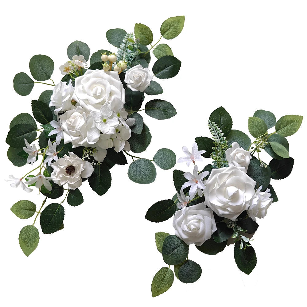 2pcs Artificial Wedding Arch Flowers for Sign, Floral Swag Dusty Decor for Reception Ceremony Backdrop Sweetheart Table Good Vibrations
