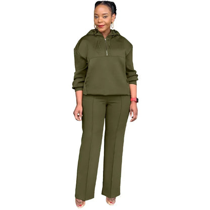 CM.YAYA Long Sleeve Women Set Loose Long Sleeve Hoodies Pant Suits 2024 Spring 2 Two Piece Sets Sporty Tracksuits Street Outfits Good Vibrations