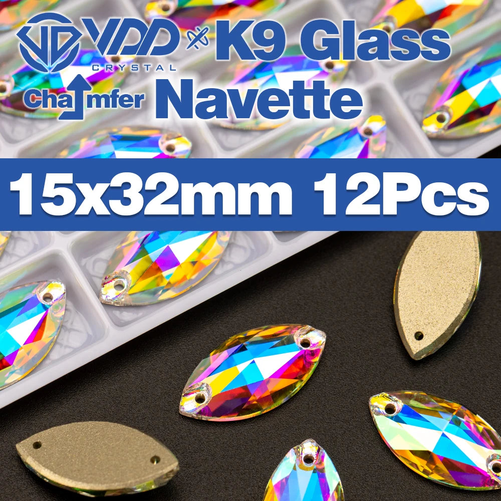 VDD Chamfer AAAAA Top Quality K9 Glass Sew On Rhinestones Sewing Crystal AB Flatback Stone For Clothes Accessories Wedding Dress Good Vibrations