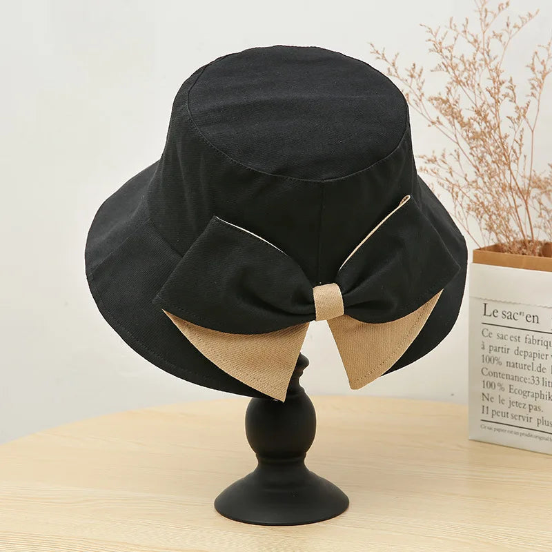 Women's hat, big brim hat, women's summer fisherman's hat, casual sun protection bow, versatile sun hat Good Vibrations