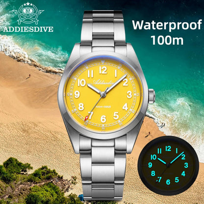ADDIESDIVE 2025 New Men’s Luxury Quartz Watch AD2521 Ultra-Thin Sapphire Glass BGW9 Luminous 316L Steel Band 100M Waterproof Good Vibrations