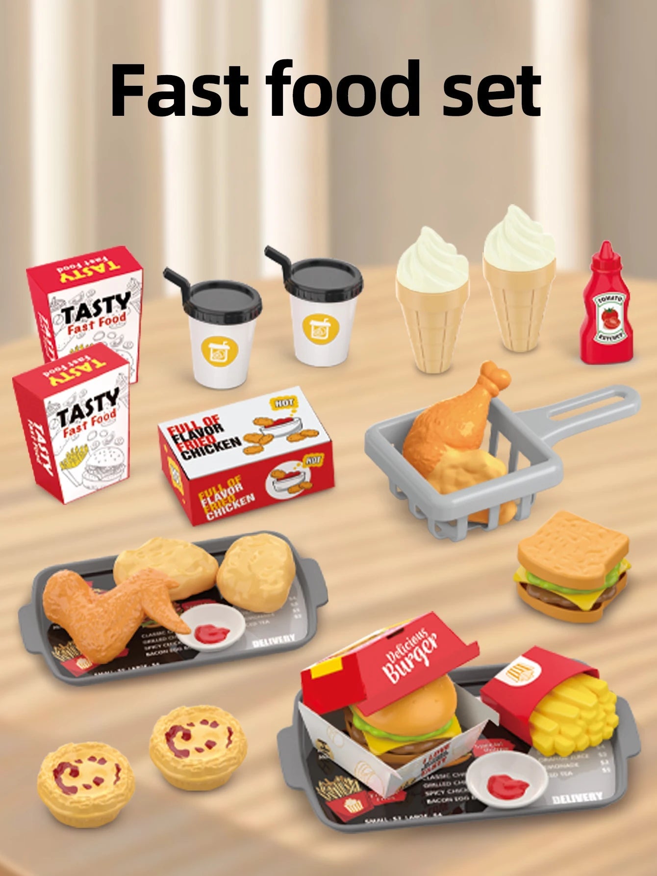 Children's toys: Pretend play, barbecue, fast food, pizza, sushi, afternoon tea, desserts, kitchen food, toy sets Good Vibrations