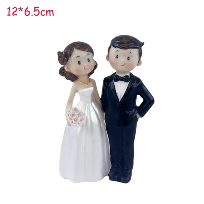 1PC Couple Figurines Miniatures Bride and Groom Cake Toppers Dolls Valentine's Day Wedding Anniversary Cake Decoration Supplies Good Vibrations