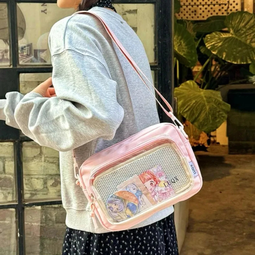 New Y2K Mini Anime Ita Bag Portable Outdoor Small Crossbody Bag Cute Girl Transparent Shoulder Bag Otaku DIY Comic Display Purse Good Vibrations