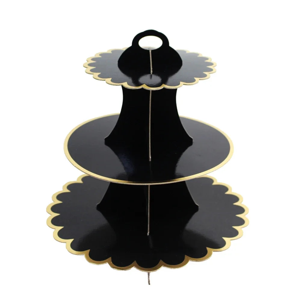 3-Layer Cake Stand Afternoon Tea Wedding Plate Party Tableware Disposable Birthday Tower Suitable for Wedding Good Vibrations