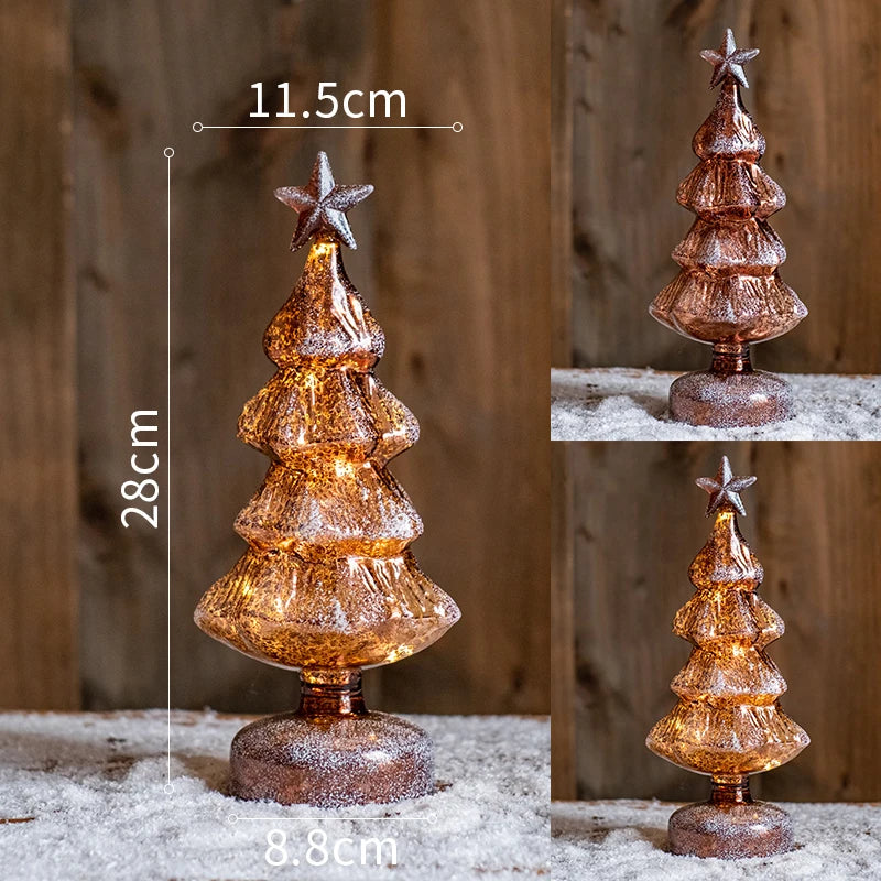 Christmas Tree Glass Night Light for Home Xmas Romantic Holiday Atmosphere Arbol De Navidad Ornaments LED Luminous Decoration Good Vibrations