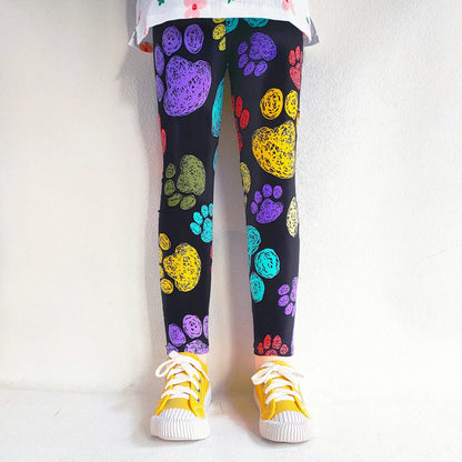 Girls' Leggings Fashion Cartoon Tight Pants Spring and Autumn Baby Girls Slim Fit Flower Leggings Summer Children's Pants Good Vibrations