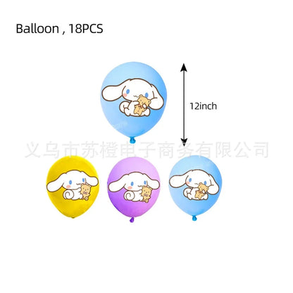 Cinnamoroll Theme Party Supplies Kids Birthday Christmas Decorations Gift Bag Ballons Banner Cake Topper Tableware Accessories Good Vibrations