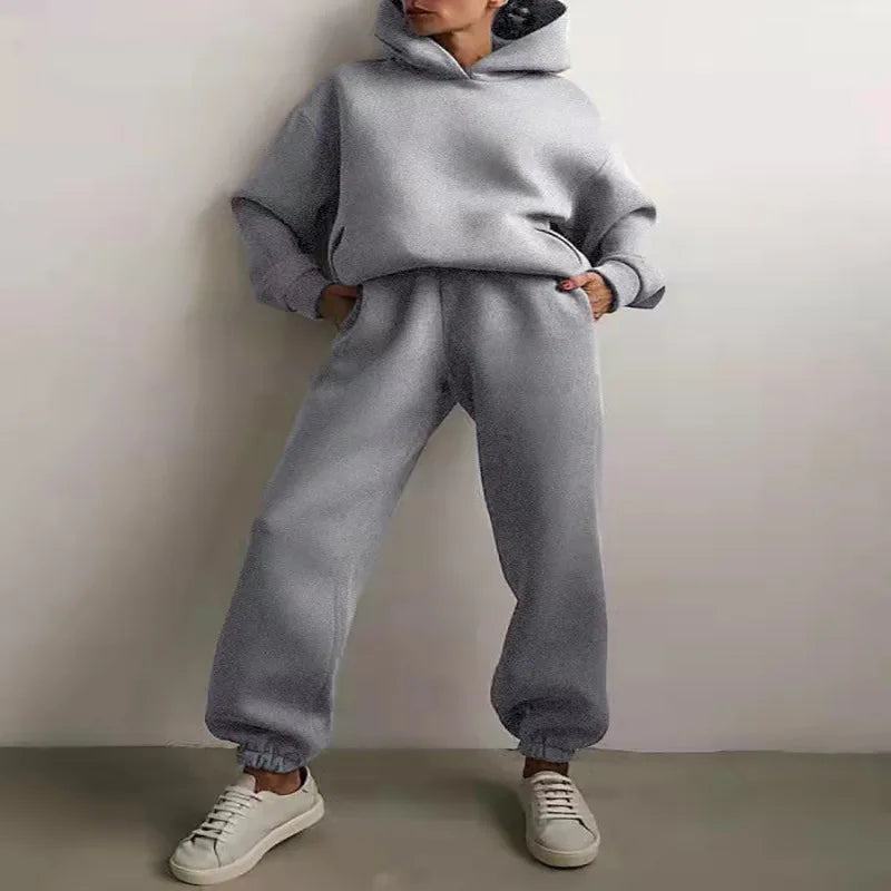 Women Two Piece Sets Tracksuit 2022 Autumn Casual Solid Long Sleeve Hoodie Sweatshirts Female Fashion Oversized Trouser Suits Good Vibrations