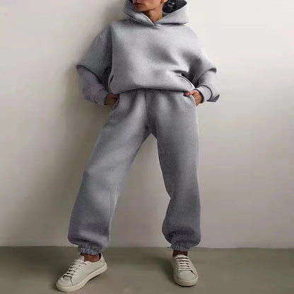 Women Two Piece Sets Tracksuit 2022 Autumn Casual Solid Long Sleeve Hoodie Sweatshirts Female Fashion Oversized Trouser Suits Good Vibrations