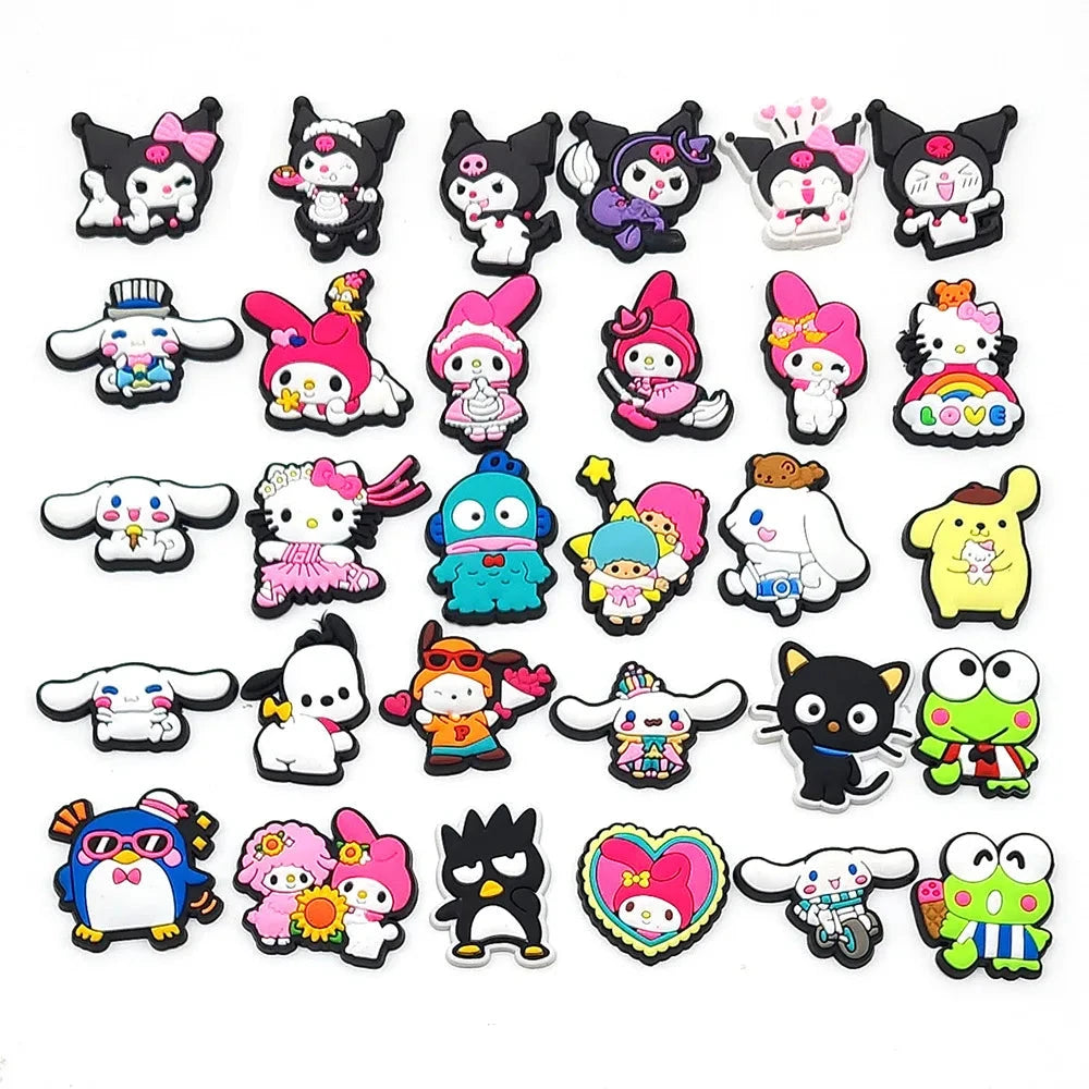 Sanrio Anime Hello kitty Kuromi Pochacco Shoe Charms for Clogs Bag Crocs Sneakers Shoe Decorations Bag Decors Good Vibrations