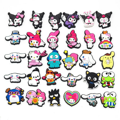 Sanrio Anime Hello kitty Kuromi Pochacco Shoe Charms for Clogs Bag Crocs Sneakers Shoe Decorations Bag Decors Good Vibrations