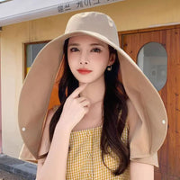 Summer Hats for Women Outdoor UV Anti Neck Protection Sun Visors for Lady Fishing Hiking Wide Brim Shawl Sunscreen Ponytail Cap Good Vibrations