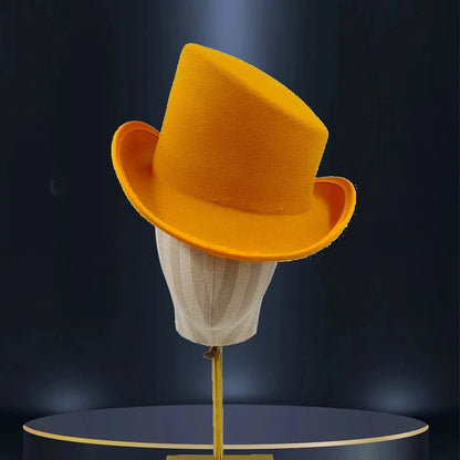 New High Quality Man Fedora Unisex Gentleman Cosplay Derby Bowler Hat British Shape Hat Autumn Magic Hat Feather Accessories Good Vibrations