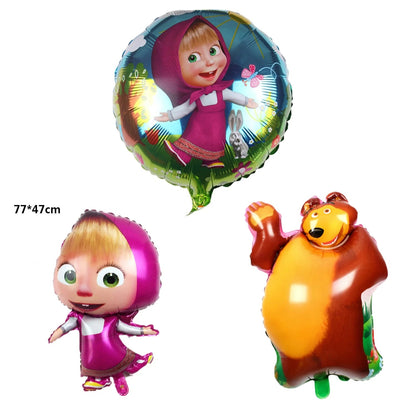 Girl and the Bear Birthday Decorations Disposable Tableware Tablecloth Cup Plate Napkin Balloons Baby Shower kids Party Favors Good Vibrations