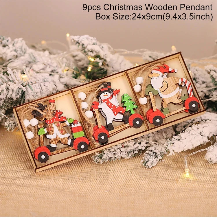 Christmas Wooden Pendant Merry Christmas Tree Decoration for Home 2025 Christmas Ornament Xmas Navidad Gifts Happy New Year 2026 Good Vibrations