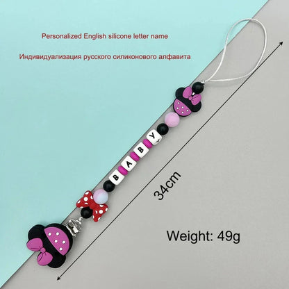 Customized Letters Name Baby Cartoon Silicone Luminous Beads Pendant Pacifier Clips Chains Holder Teether Baby Kawaii Toy Gifts Good Vibrations