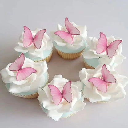 48Pcs Wafer Paper Butterflies for Cake Decor 3D Butterfly Cupcake Toppers Wedding Birthday Baby Shower Party Decoration Supplies Good Vibrations