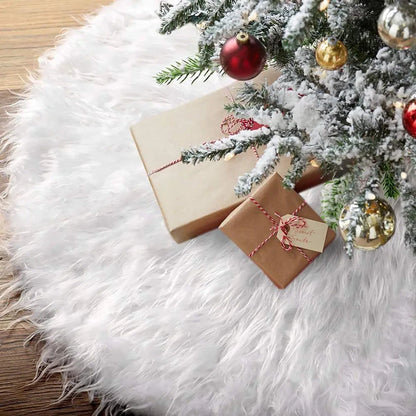 Christmas Tree Decoration,78/90/122cm White Plush Christmas Tree Skirt,Xmas Tree Base Mat,Christmas Home Decoration 2025 Good Vibrations