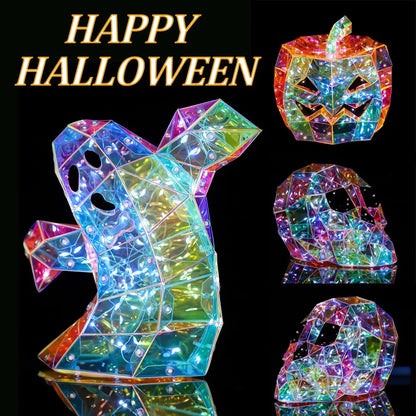 Halloween Prismatic Ghost Iridescent Ghost Decor Cute Glow Ghost Led Lights Holiday Party Decoration Scary Atmosphere Prop Good Vibrations