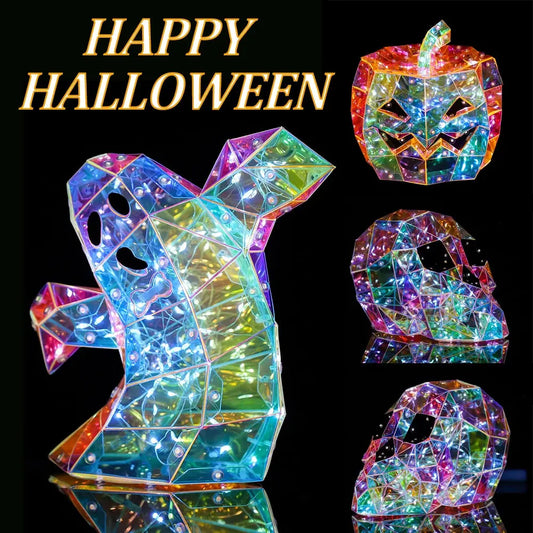 Halloween Prismatic Ghost Iridescent Ghost Decor Cute Glow Ghost Led Lights Holiday Party Decoration Scary Atmosphere Prop Good Vibrations