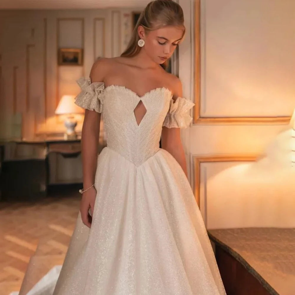 Enternity Fashionable Wedding Gown For Bride Off The Shoulder Court Train Sweetheart Bride Gown Vestido De Novia Customized Good Vibrations