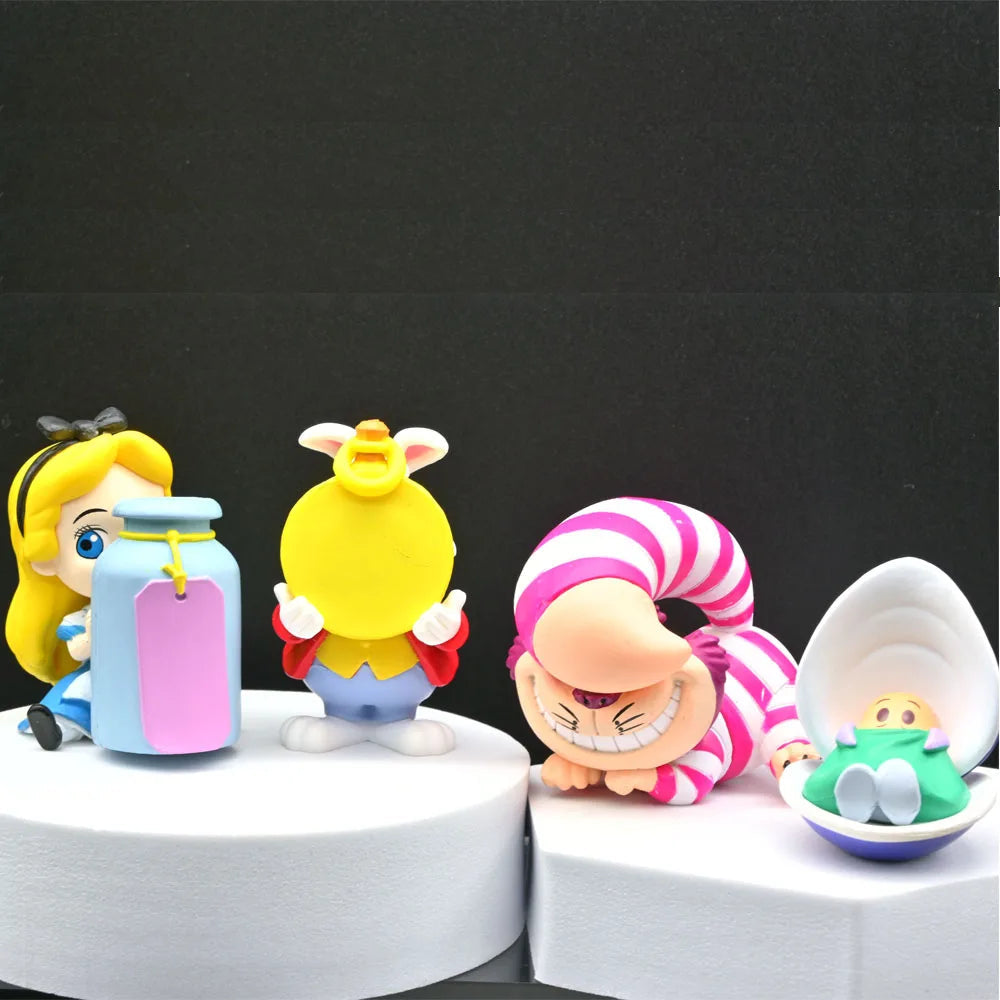 4Pcs/Set Cartoon Anime Figures Alice Cheshire Cat White Rabbit Pvc Action Figure Model Dolls Toys For Children Christmas Gift Good Vibrations Adult Super Store