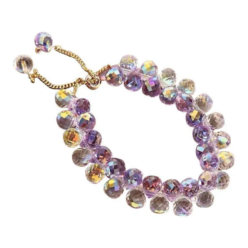Stylish Multicolored Artificial Crystal Bracelet Fashion Shiny Handmade Charm Stone Beads Bracelet for Women Jewelryساعات نسائية Good Vibrations