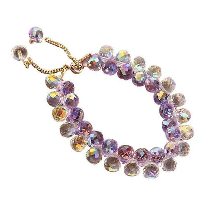 Stylish Multicolored Artificial Crystal Bracelet Fashion Shiny Handmade Charm Stone Beads Bracelet for Women Jewelryساعات نسائية Good Vibrations