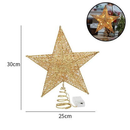 Christmas Tree Topper Star with LED Lights 20cm/25cm Festive Shining Decoration for Xmas Tree Home Holiday Decor Good Vibrations