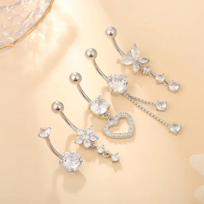 3-5pcs/Lot Belly Button Ring Sets Heart Butterfly Flower Dangled Belly Piercing Nombril 14G Curved Navel Rings Jewelry for Women Good Vibrations Adult Super Store