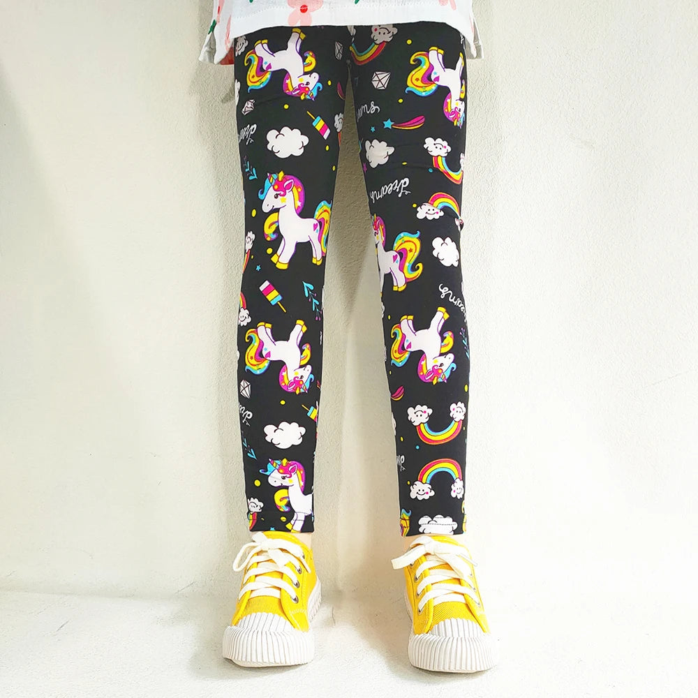Girls' Leggings Fashion Cartoon Tight Pants Spring and Autumn Baby Girls Slim Fit Flower Leggings Summer Children's Pants Good Vibrations