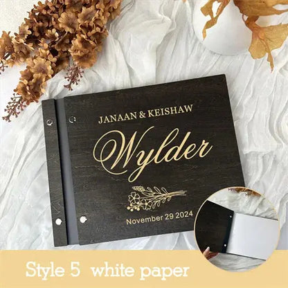 Personalized Guest Book Wedding Album Memory Wooden Adventure Rustic Unique Photo Album For Custom Name Marriage Wedding Gift Good Vibrations