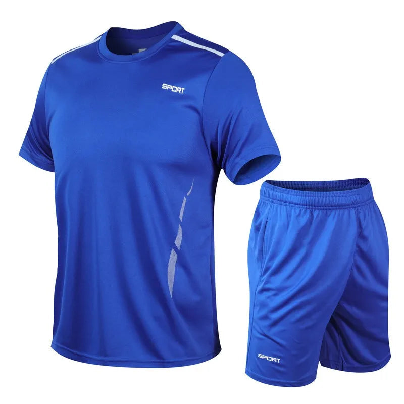 CHRLCK Men's Quick Drying Running Sets Breathable Hiking Fishing T-Shirt Short Soft Elasticity Gym Fitness Suits Outdoor Sports Good Vibrations