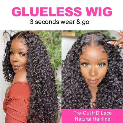 Water Wave Glueless 13*4 Wig  Lace Wig 180% Pre-Plucked Natural Wave Wear Go Glueless Curly Human Hair Wigs For Women Good Vibrations