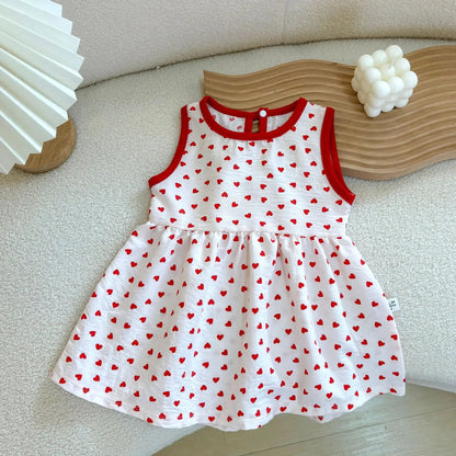Fashion Baby Girls Clothes Baby Girl Leisure Dress Baby Clothing Printed Sleeveless Girls Dress Newborn Princess Dress Good Vibrations