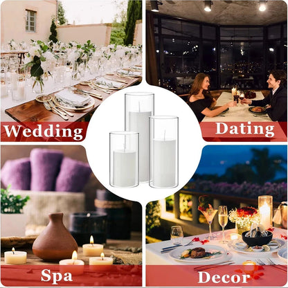 Glass Cylinder Vases Clear Cylinder Candle Holders for Slim Pillar Candles Wedding Centerpieces Wedding Candle Holders Good Vibrations