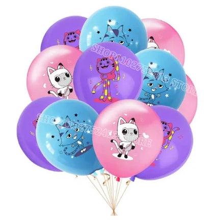 Gabby Dollhouse Birthday Party Supplies Kids Disposable Tableware Backdrop Cake Decoration Girl Baby Shower Numbers Balloon Gift Good Vibrations